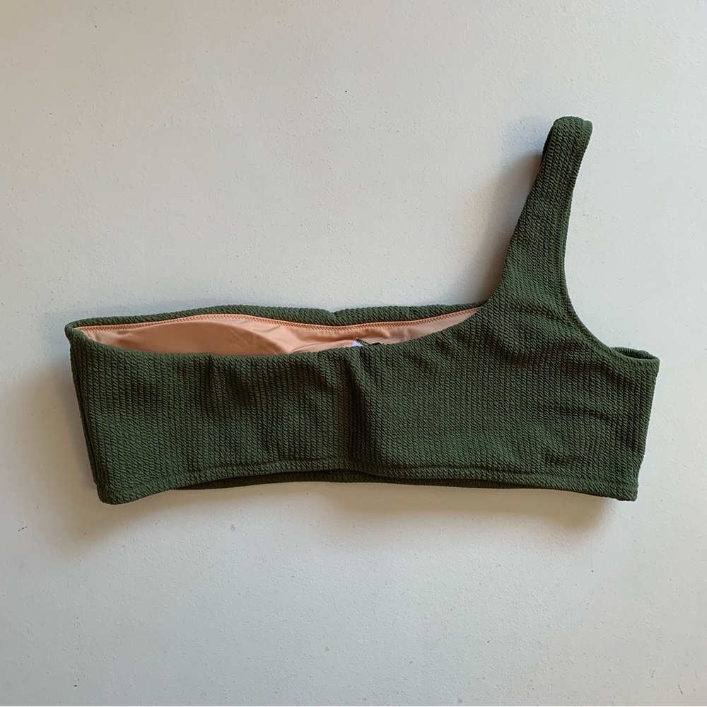 J Crew Size 2X Green Textured One Shoulder Bikini Top Swimwear NWT - Picture 8 of 17